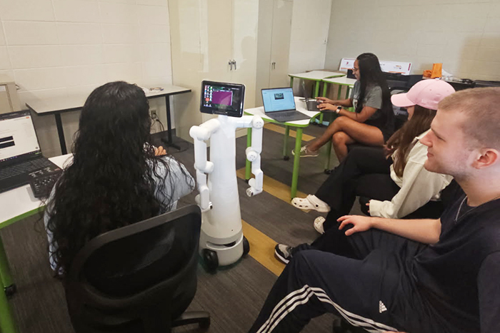 CIS students and the humanoid robot