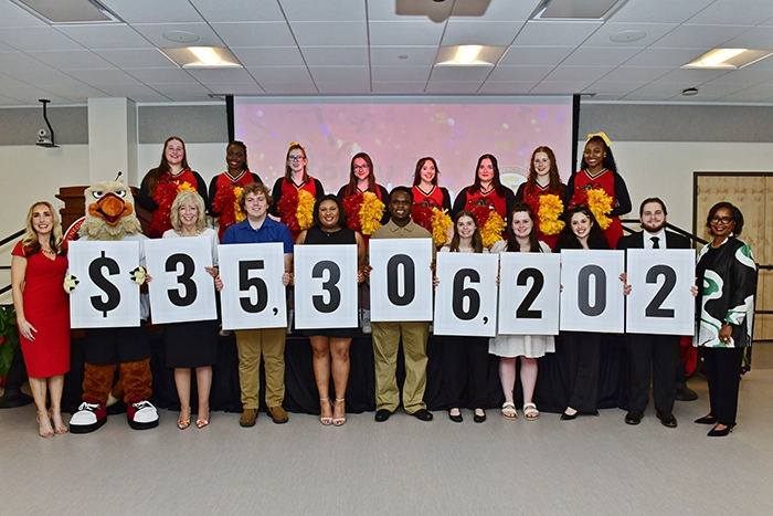 GMercyU reveals the campaign total at an April 10th celebration event